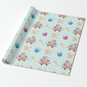 Spring Puppy Love Pattern Wrapping Paper