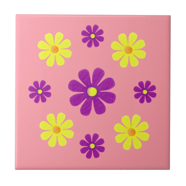 Spring purple and yellow flowers for kitchen tile (Front)