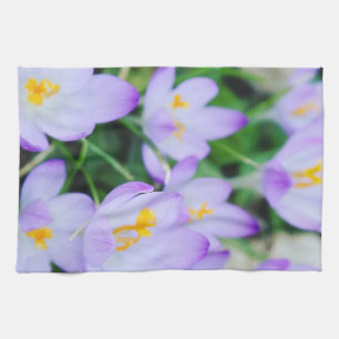 Spring Purple Crocus Blooms Kitchen Towels