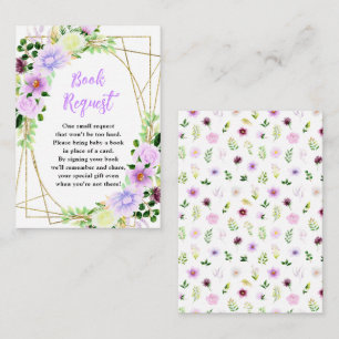 Spring Purple Floral Baby Shower Book Request Enclosure Card