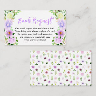 Spring Purple Floral Baby Shower Book Request Enclosure Card