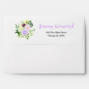 Spring Purple Floral Bridal Shower Envelope