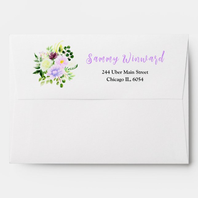 Spring Purple Floral Bridal Shower Envelope (Back (Top Flap))