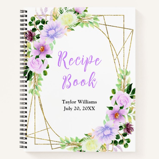 Spring Purple Floral Recipe Book (Front)