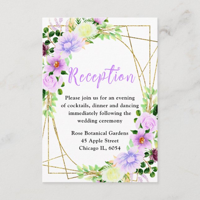 Spring Purple Flowers with Foliage Enclosure Card (Front)