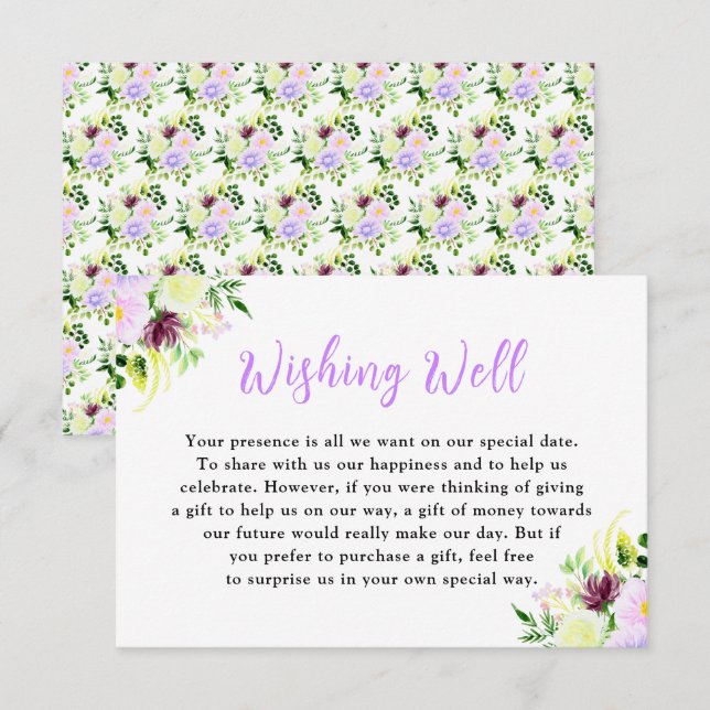 Spring Purple Flowers with Foliage Enclosure Card (Front/Back)