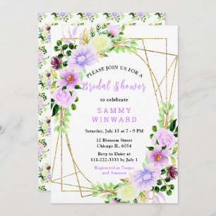 Spring Purple Flowers with Foliage Invitation