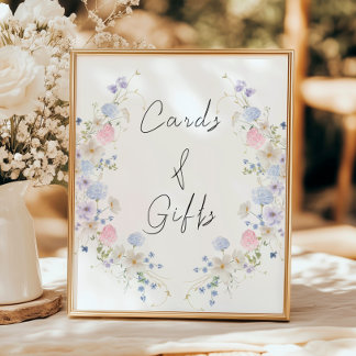 Spring Purple Pink Wildflower Cards and Gifts Sign