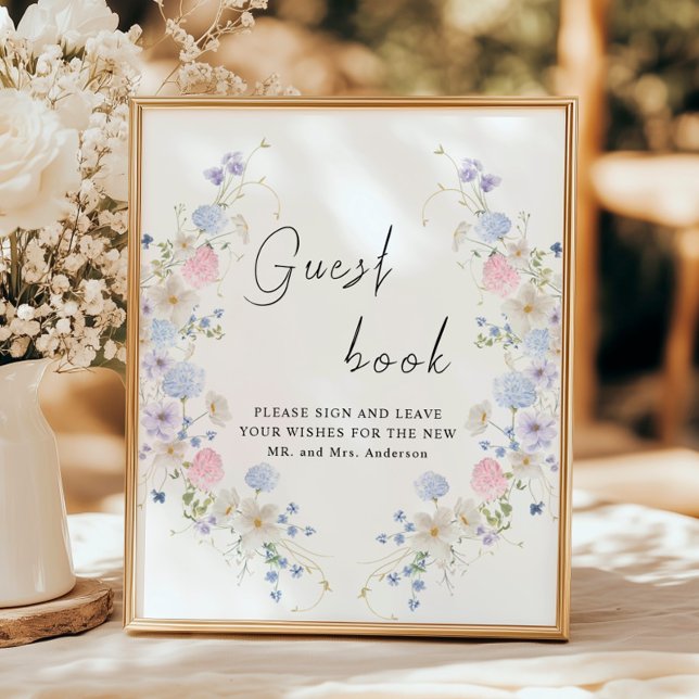Spring Purple Pink Wildflower Guestbook Sign (Creator Uploaded)