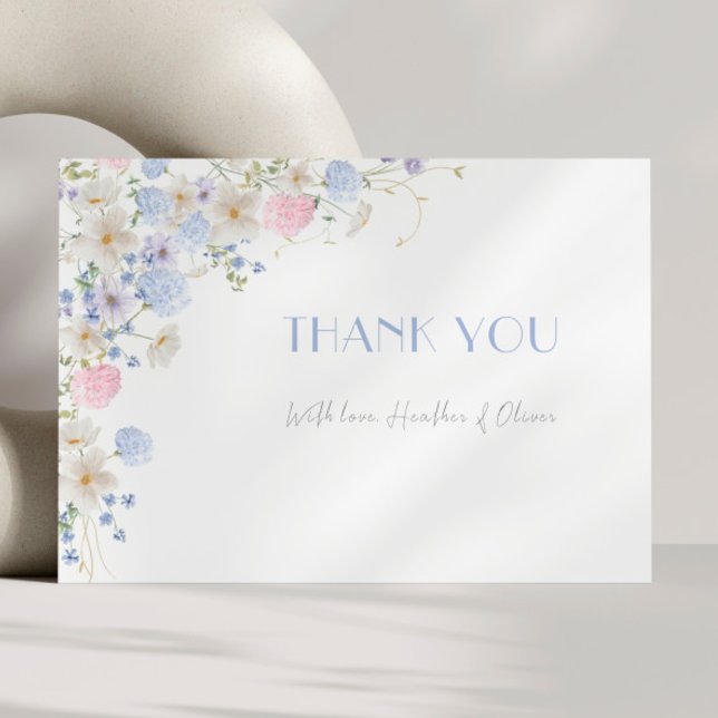 Spring Purple Pink Wildflowers Bridal Shower Thank You Card (Creator Uploaded)