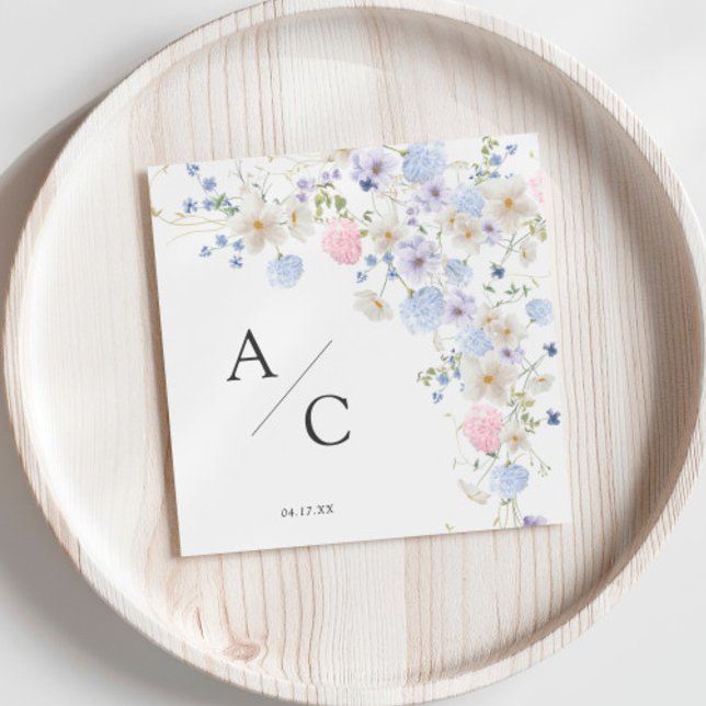 Spring Purple & Pink Wildflowers Wedding Napkin (Creator Uploaded)
