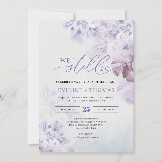Spring purple violet flowers mauve we still do invitation (Front)