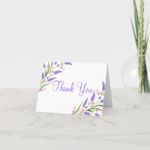 Spring Purple Watercolor Floral Wedding Thank You Card