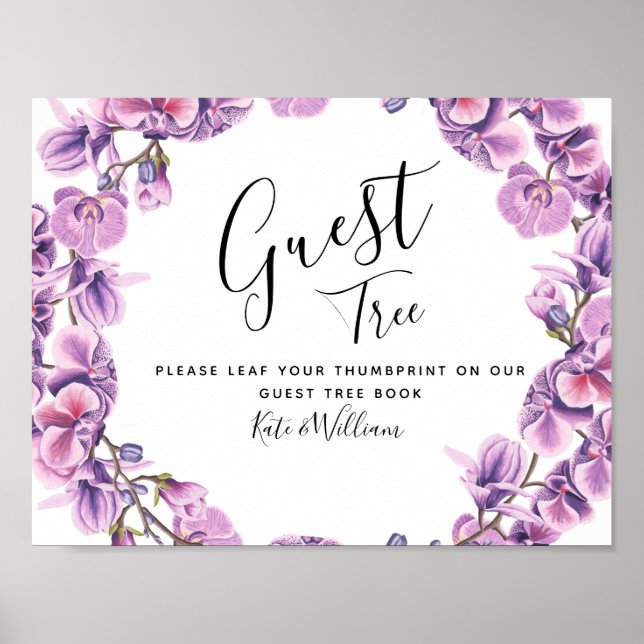 spring purple wedding guestbook Tree SIGN (Front)