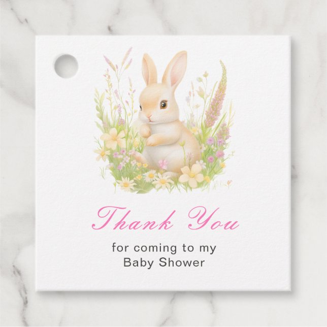 Spring Rabbit Baby Shower Favour Tags (Front)