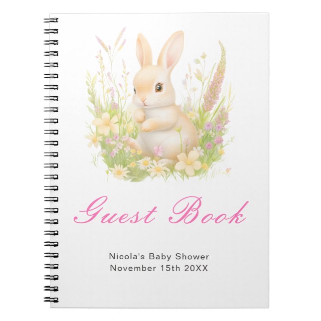 Spring Rabbit Baby Shower Guest Book (Front)
