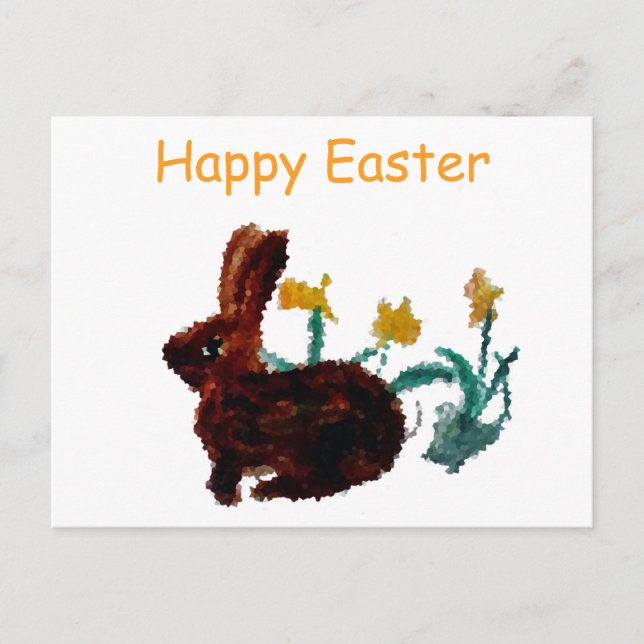 Spring Rabbit Daffodil Art Holiday Postcard (Front)
