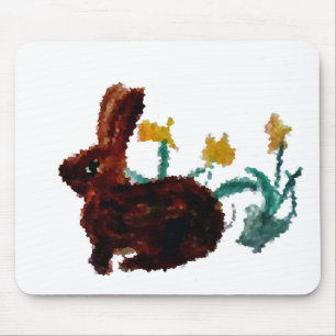 Spring Rabbit Daffodil Art Mouse Mat
