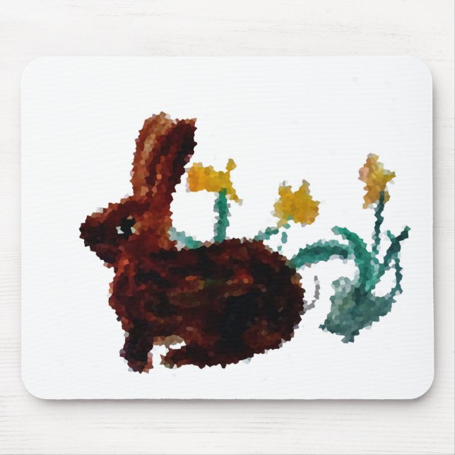 Spring Rabbit Daffodil Art Mouse Mat (Front)