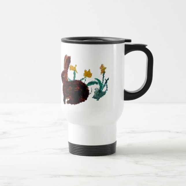Spring Rabbit Daffodil Art Travel Mug (Right)