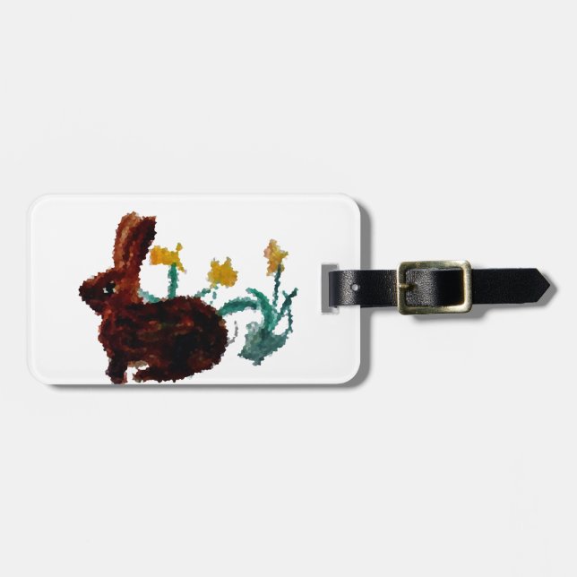 Spring Rabbit Daffodils Luggage Tag (Front Horizontal)