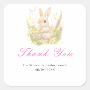 Spring Rabbit Easter Brunch Square Sticker