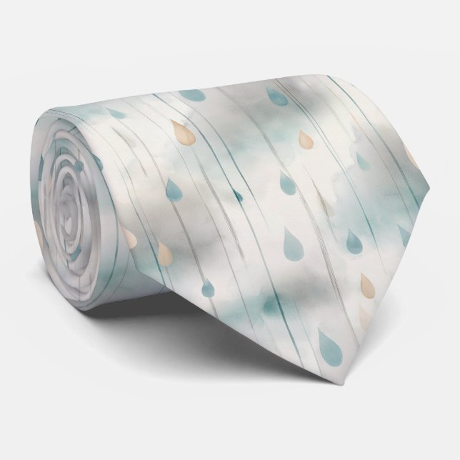 Spring Rain Abstract Pattern Tie (Rolled)