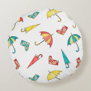 Spring Rain I Round Cushion