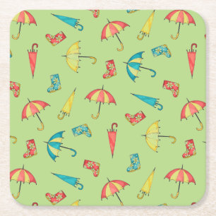 Spring Rain I Square Paper Coaster