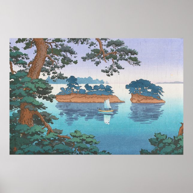 Spring Rain, Matsushima Japanese waterscape art Poster (Front)