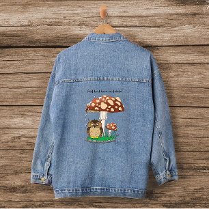 Spring Rain Shower Owl Mushroom Denim Jacket