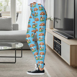 Spring Rain Shower Owl Mushroom Leggings