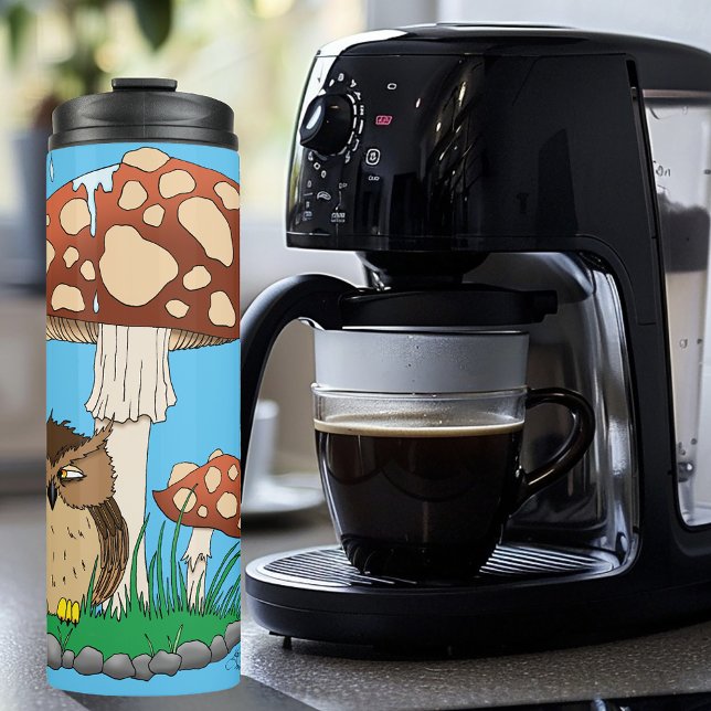 Spring Rain Shower Owl Mushroom Thermal Tumbler (Creator Uploaded)