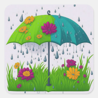 Spring Rain Square Sticker
