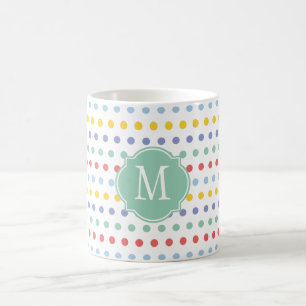 Spring Rainbow Polka Dot Monogram Mug