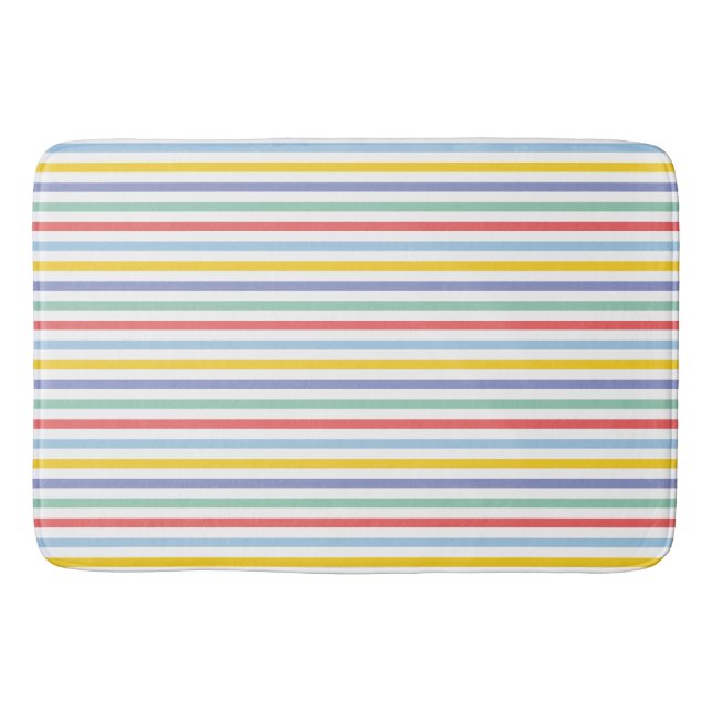 Spring Rainbow Striped Bath Mat (Front)