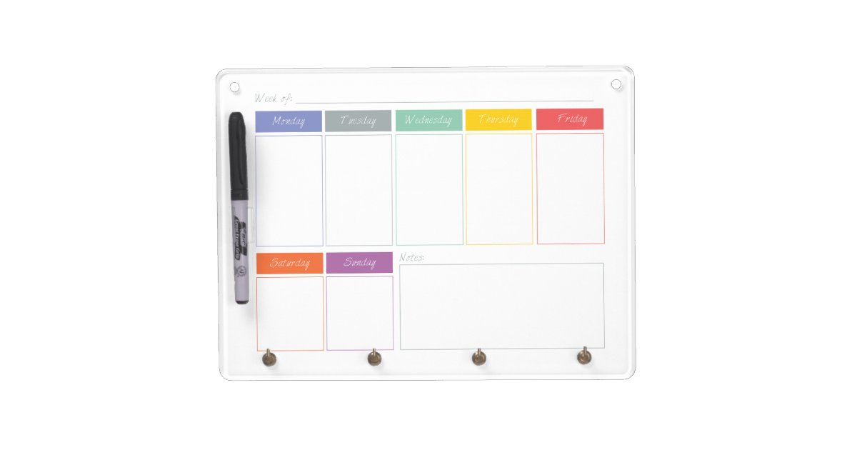 Spring Rainbow Weekly Calendar Dry Erase Board Zazzle
