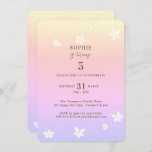 Spring Rainbow White Daisies Girl Birthday Party Invitation<br><div class="desc">A cute, sweet and stylish invitation for a girl's 5th (or any age) birthday party. The yellow and pink rainbow background is textured and layered with a sweet floral pattern of white and yellow daisies. Personalise this girl birthday party invitation with the name, age and the party details. The back...</div>