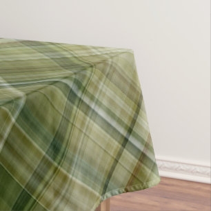 Spring Rains Cream, Tan, and Olive Green Plaid Tablecloth