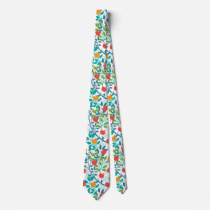 Spring Red and Green Colors Apple Fruit Pattern Tie