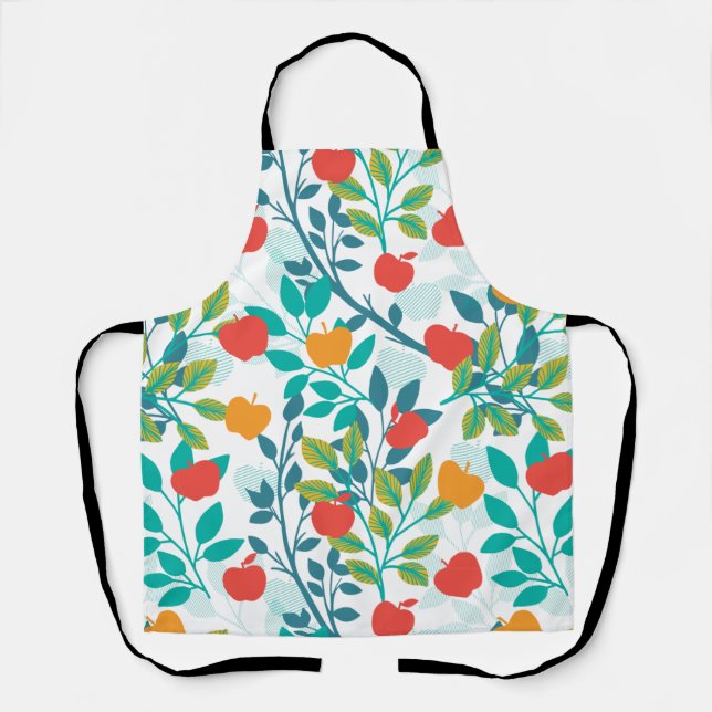 Spring Red and Green Colours Apple Fruit Pattern Apron (Front)