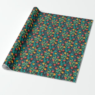 Spring Red and Green Colours Apple Fruit Pattern I Wrapping Paper