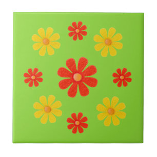 Spring red and yellow flowers for kitchen tile