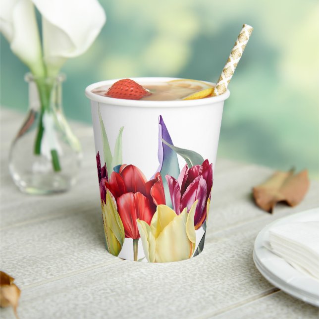 Spring red and yellow tulips Bridal shower Paper Cups (Insitu)