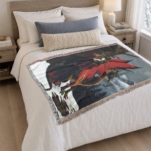 Spring Red Fairy Dragon Mother Nature Fantasy Throw Blanket