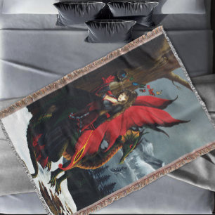 Spring Red Fairy Dragon Mother Nature Fantasy Throw Blanket