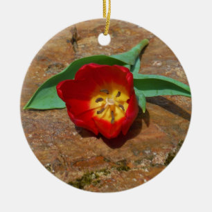Spring Red Tulip Ceramic Tree Decoration