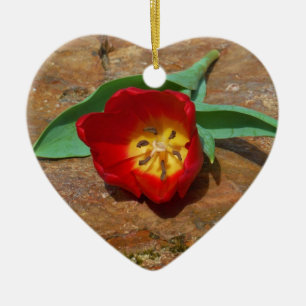 Spring Red Tulip Ceramic Tree Decoration