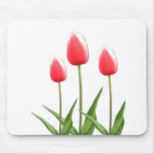 Spring red tulip flowers mouse mat