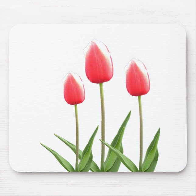 Spring red tulip flowers mouse mat (Front)